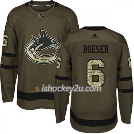Mænd NHL Vancouver Canucks Trøje Brock Boeser 6 Adidas 2017-2018 Camo Grøn Authentic